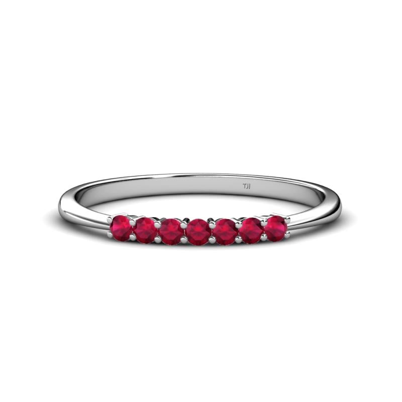 Reina 2.30 mm Ruby 7 Stone Wedding Band 
