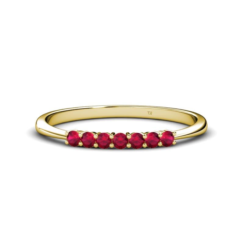 Reina 2.30 mm Ruby 7 Stone Wedding Band 