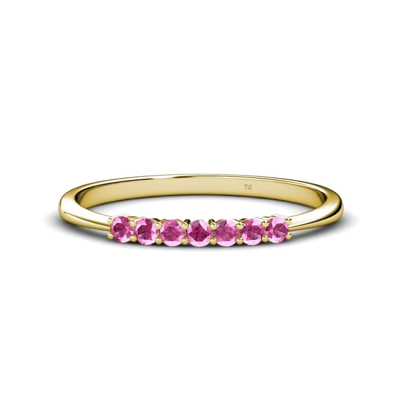 Reina 2.30 mm Pink Sapphire 7 Stone Wedding Band 