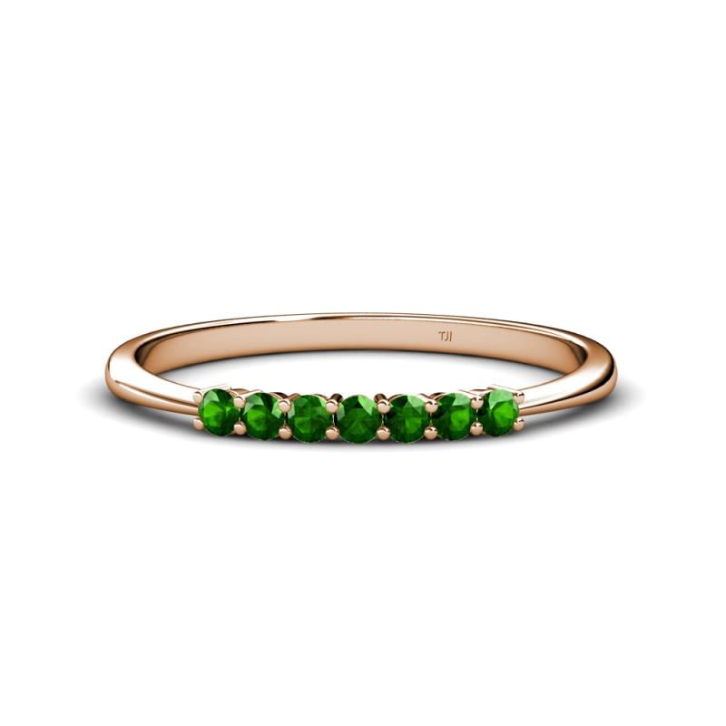 Reina 2.30 mm Green Garnet 7 Stone Wedding Band 