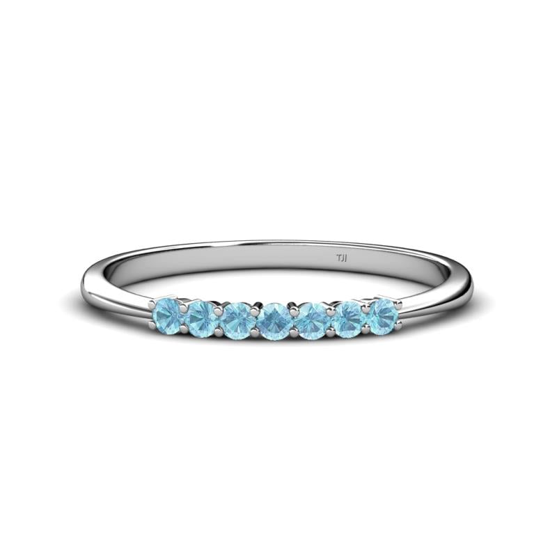 Reina 2.30 mm Aquamarine 7 Stone Wedding Band 