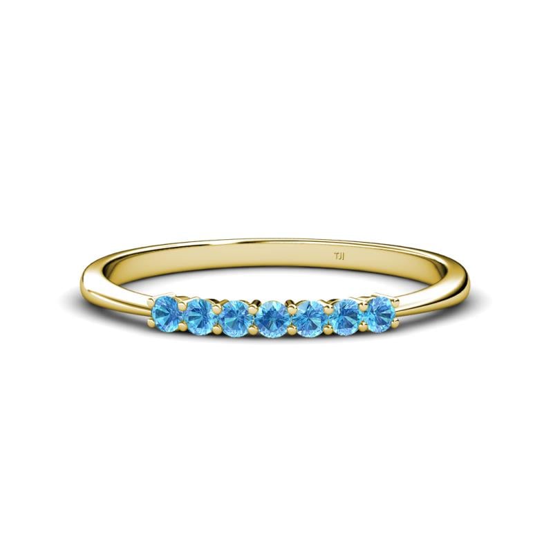 Reina 2.30 mm Blue Topaz 7 Stone Wedding Band 
