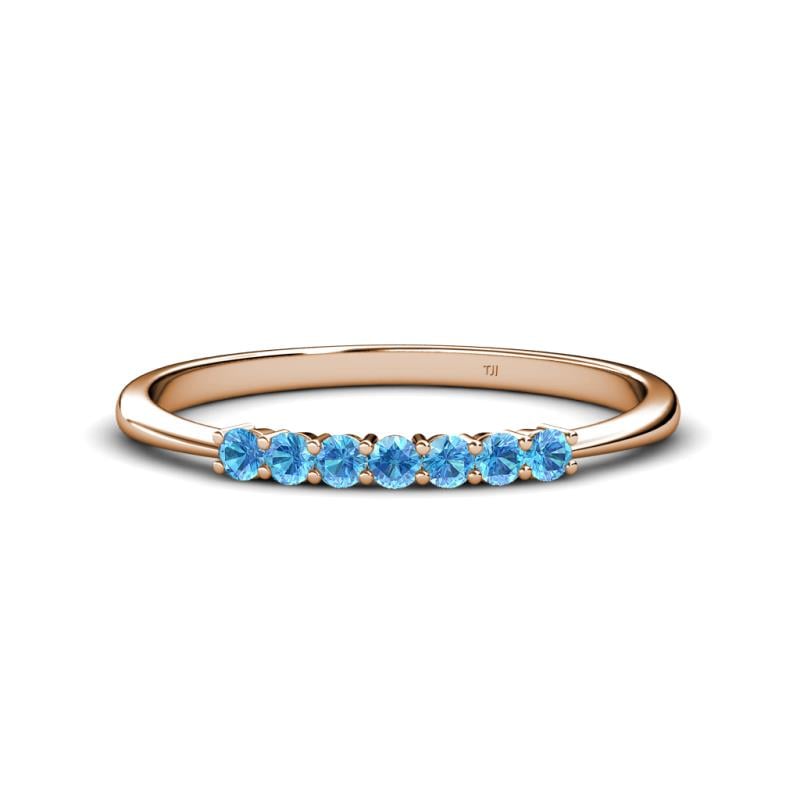 Reina 2.30 mm Blue Topaz 7 Stone Wedding Band 