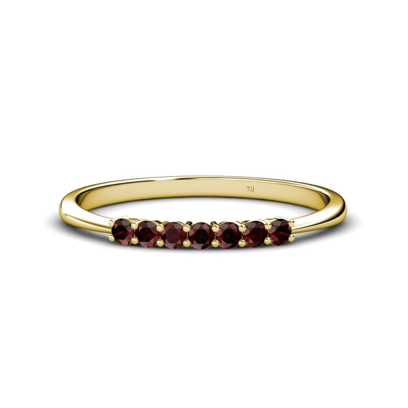 Reina 2.30 mm Red Garnet 7 Stone Wedding Band 
