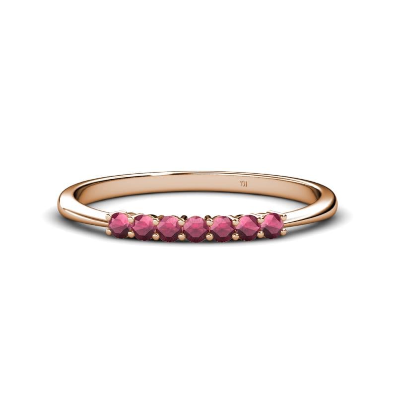 Reina 2.30 mm Rhodolite Garnet 7 Stone Wedding Band 