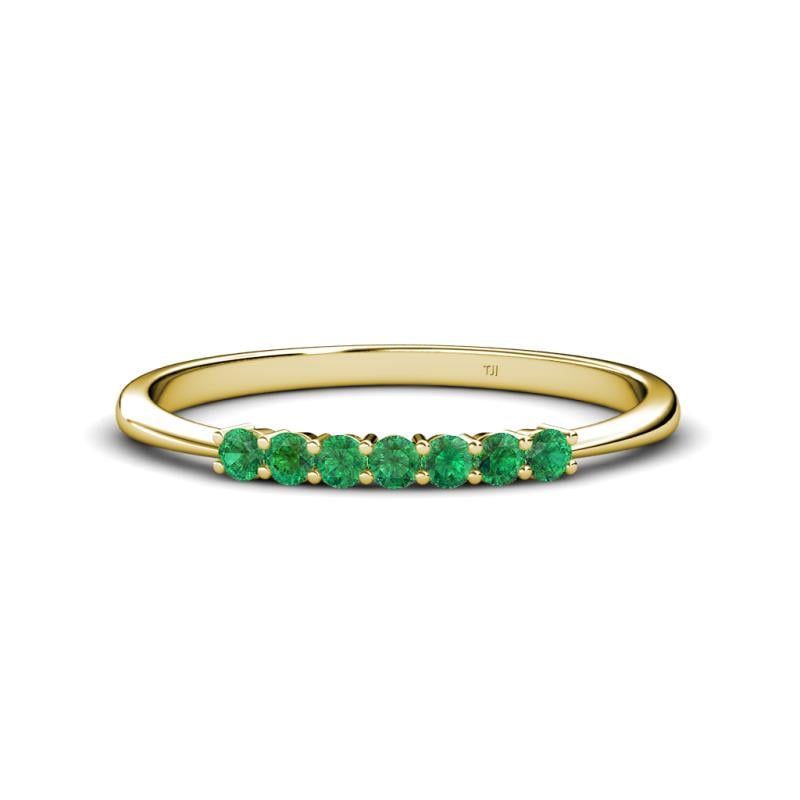 Reina 2.30 mm Emerald 7 Stone Wedding Band 