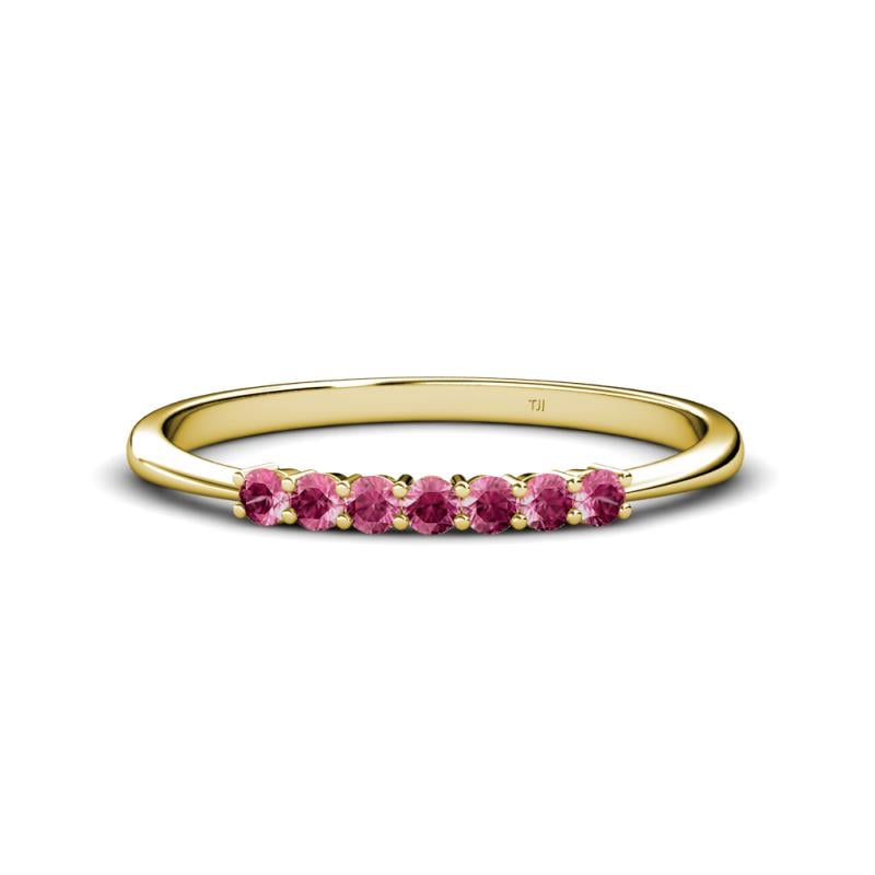 Reina 2.30 mm Pink Tourmaline 7 Stone Wedding Band 