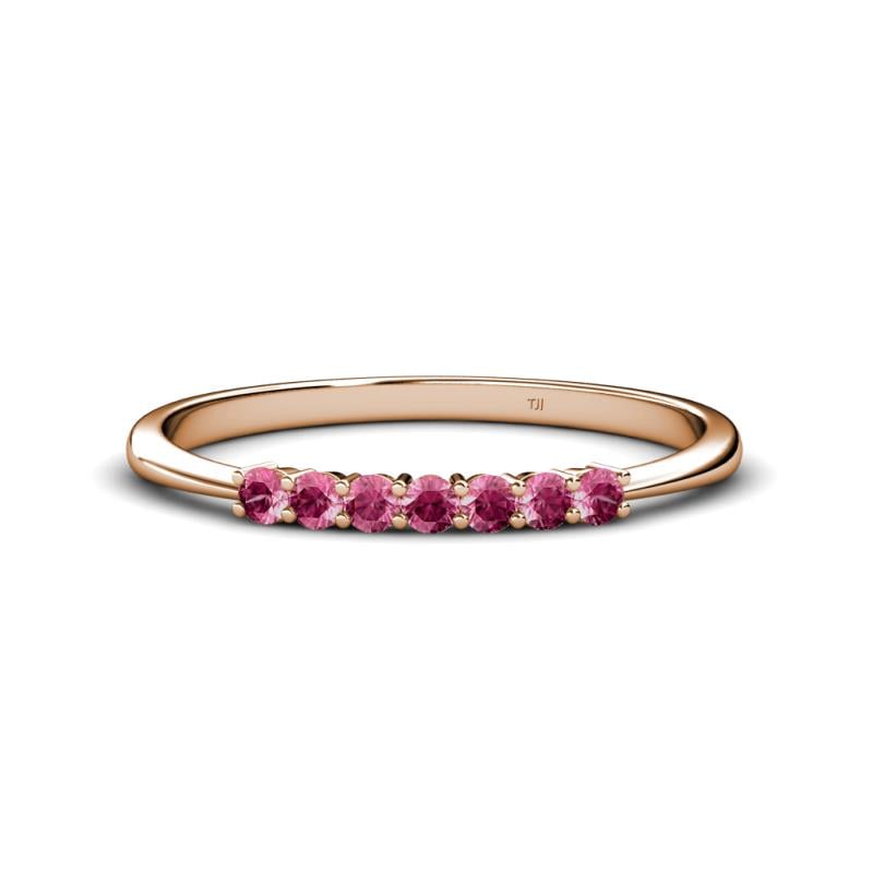 Reina 2.30 mm Pink Tourmaline 7 Stone Wedding Band 