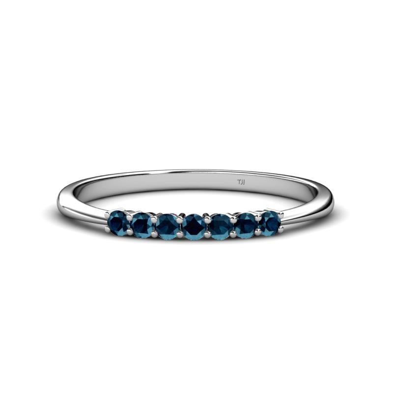 Reina 2.30 mm Blue Diamond 7 Stone Wedding Band 