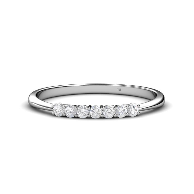 Reina 2.30 mm White Sapphire 7 Stone Wedding Band 