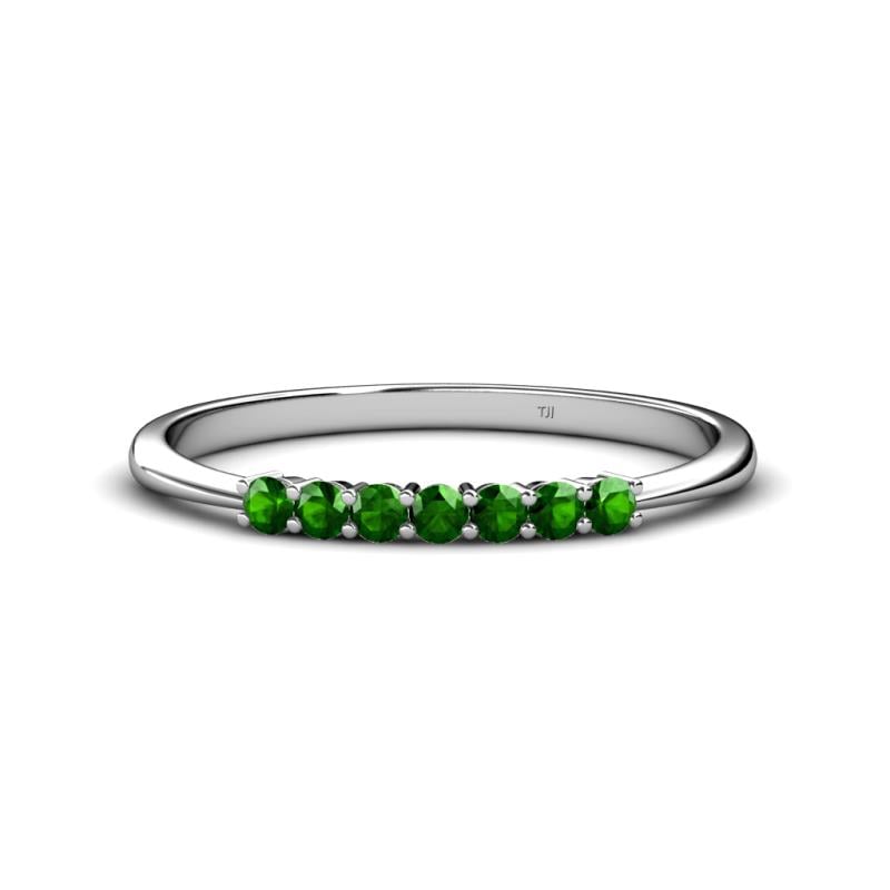 Reina 2.30 mm Green Garnet 7 Stone Wedding Band 
