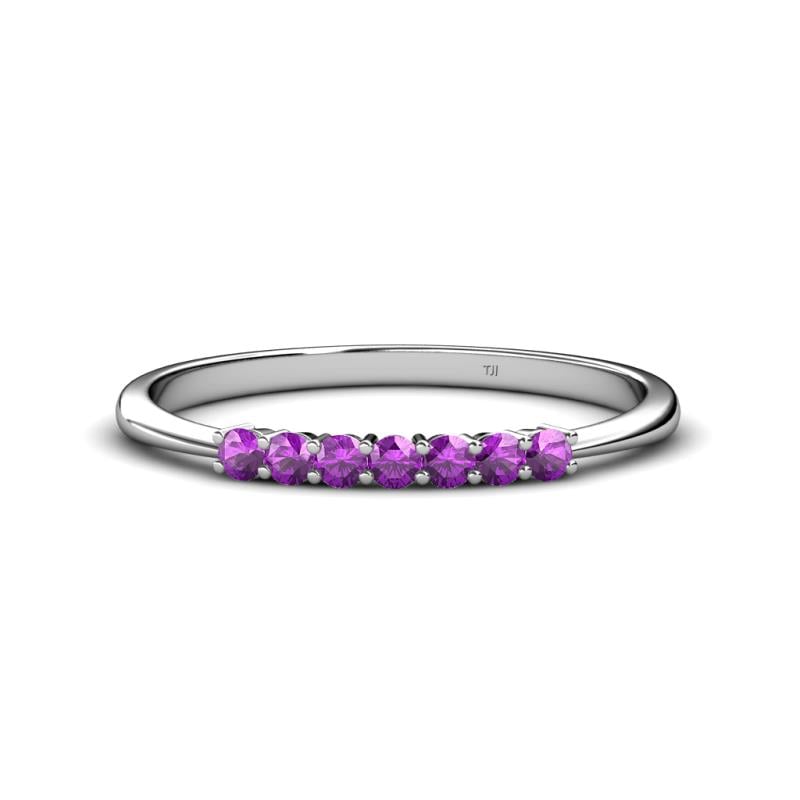 Reina 2.30 mm Amethyst 7 Stone Wedding Band 