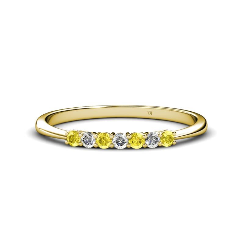 Reina 2.30 mm Yellow Sapphire and Diamond 7 Stone Wedding Band 