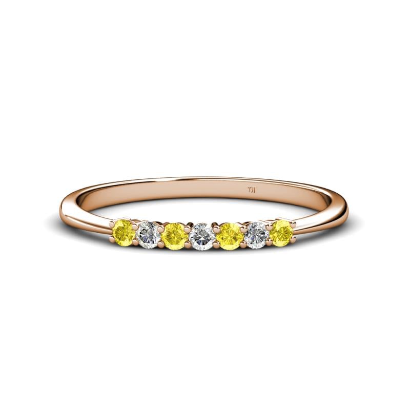 Reina 2.30 mm Yellow Sapphire and Diamond 7 Stone Wedding Band 
