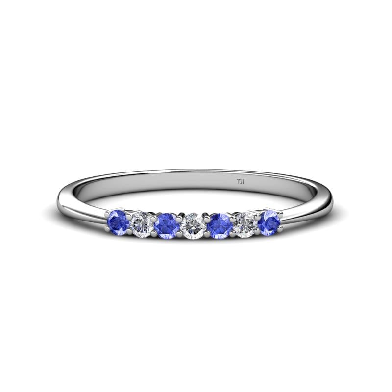 Reina 2.30 mm Tanzanite and Diamond 7 Stone Wedding Band 