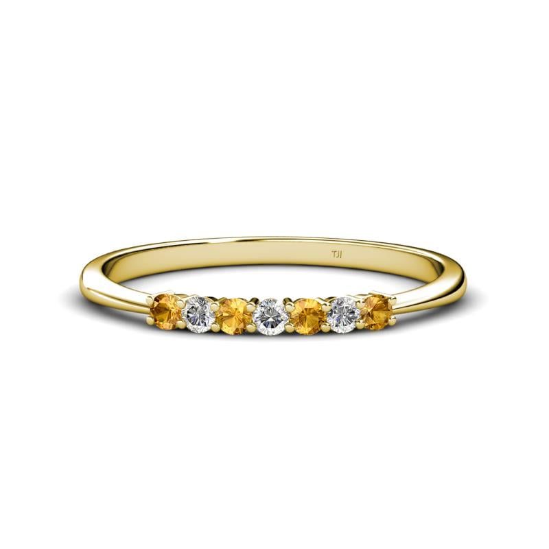 Reina 2.30 mm Citrine and Diamond 7 Stone Wedding Band 