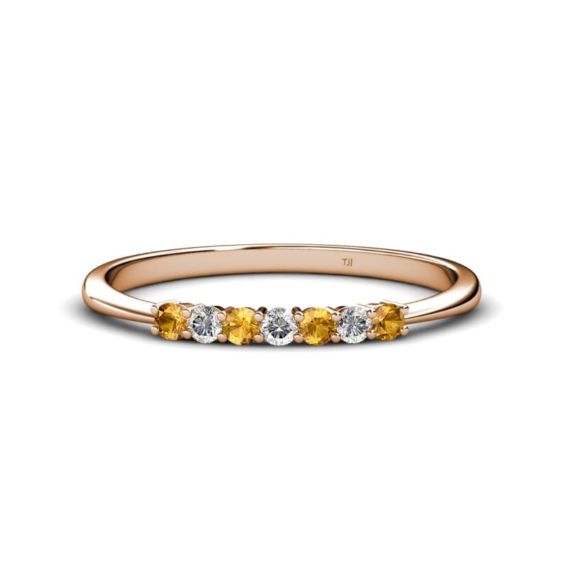 Reina 2.30 mm Citrine and Diamond 7 Stone Wedding Band 