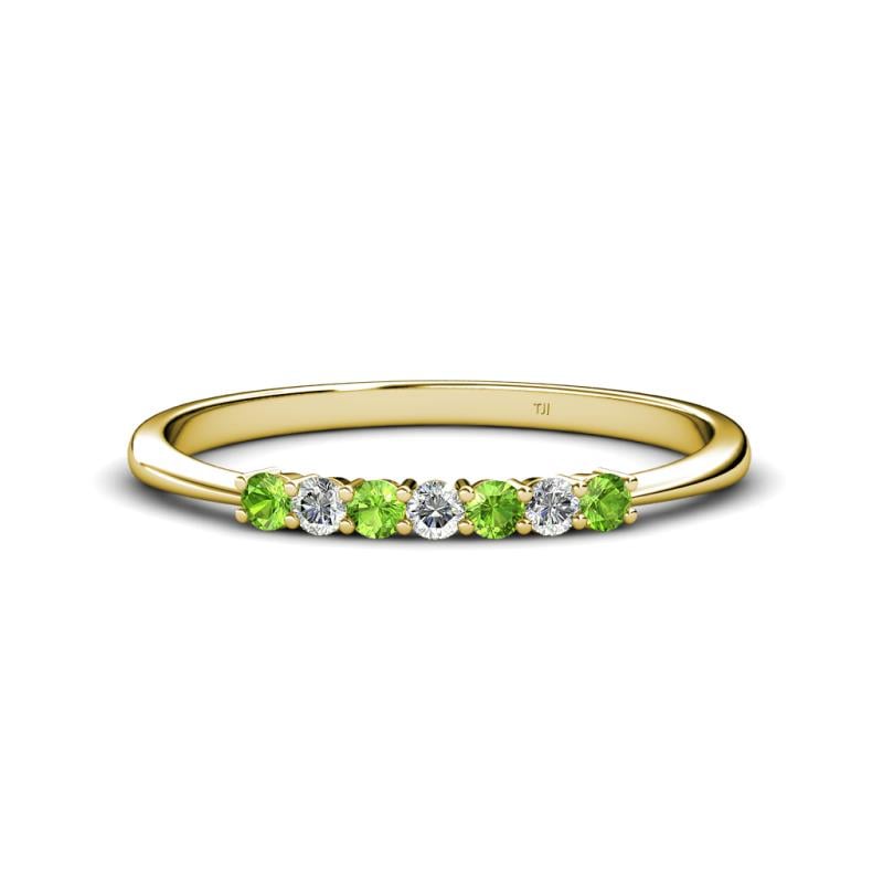Reina 2.30 mm Peridot and Diamond 7 Stone Wedding Band 