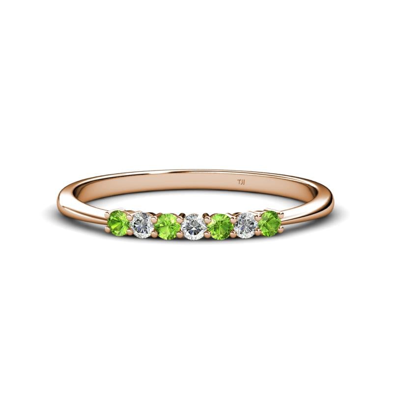 Reina 2.30 mm Peridot and Diamond 7 Stone Wedding Band 