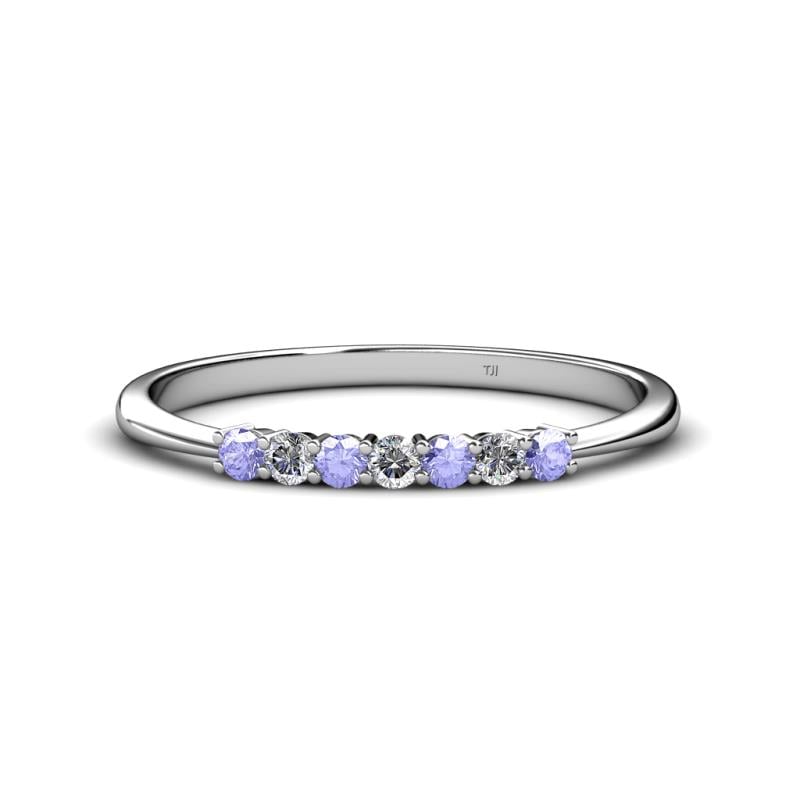 Reina 2.30 mm Tanzanite and Lab Grown Diamond 7 Stone Wedding Band 
