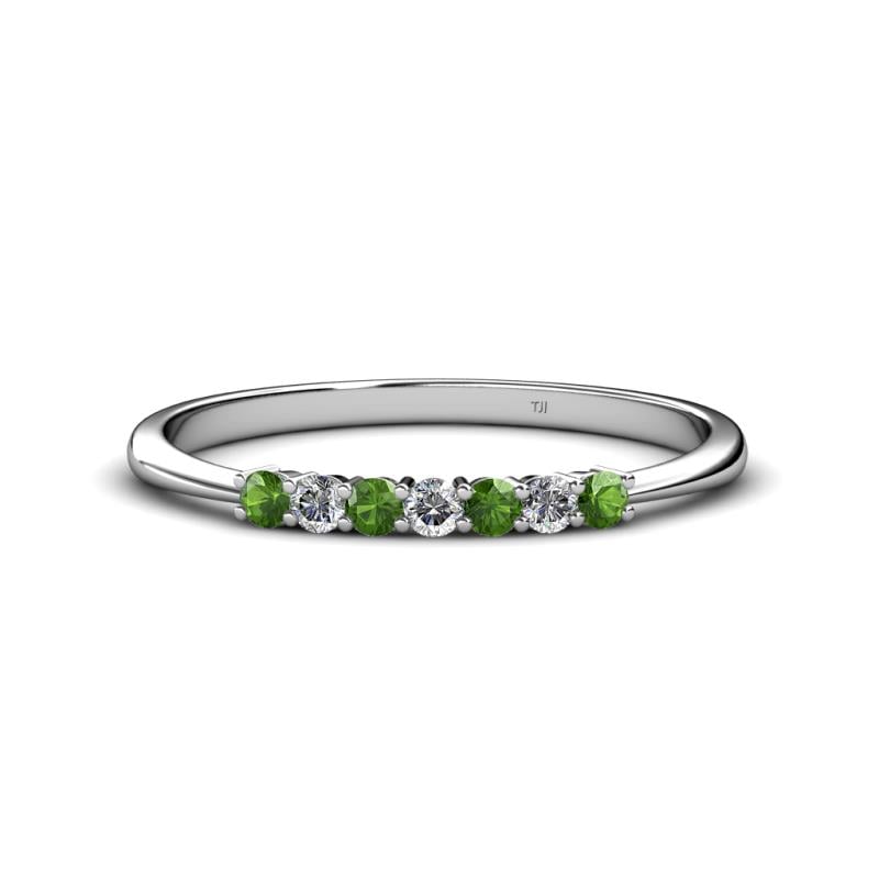 Reina 2.30 mm Green Garnet and Lab Grown Diamond 7 Stone Wedding Band 