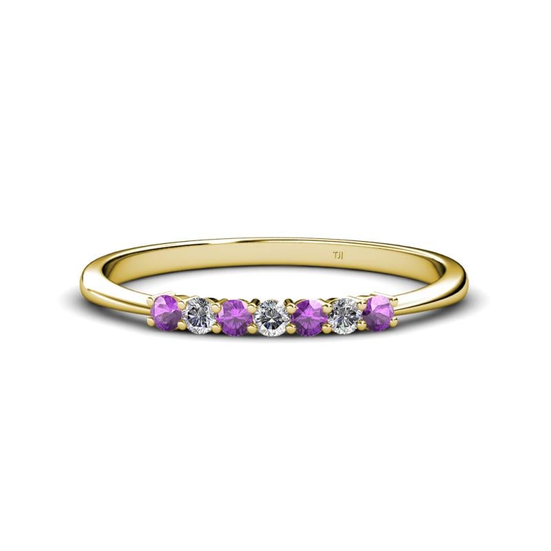 Reina 2.30 mm Amethyst and Lab Grown Diamond 7 Stone Wedding Band 