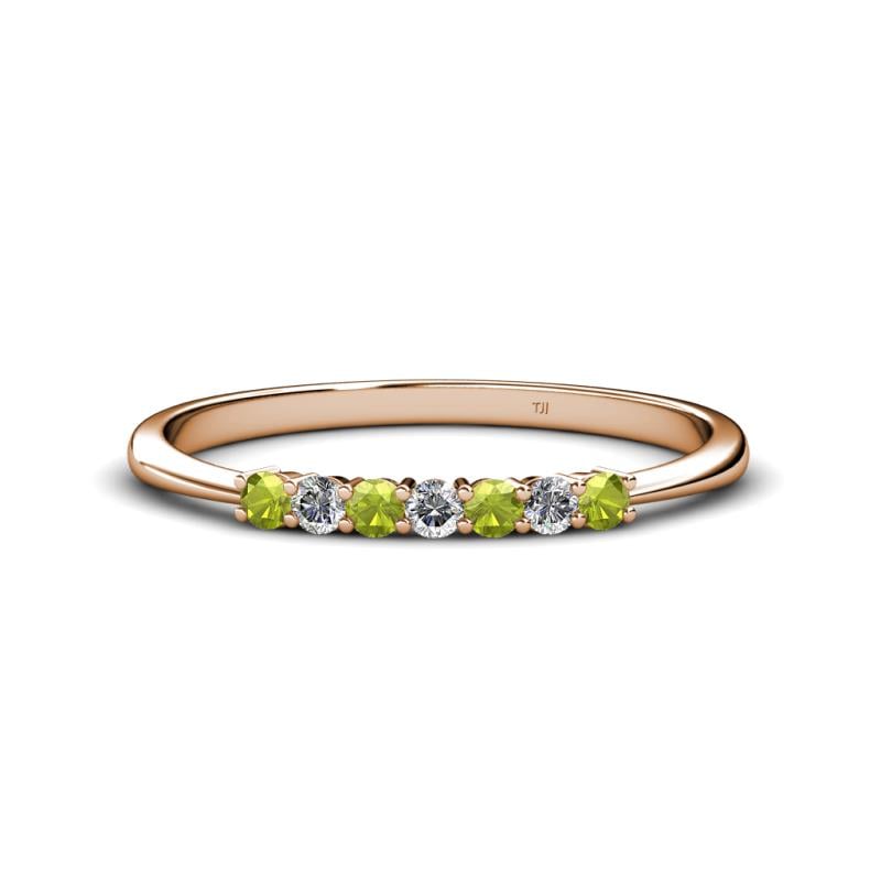 Reina 2.30 mm Peridot and Lab Grown Diamond 7 Stone Wedding Band 