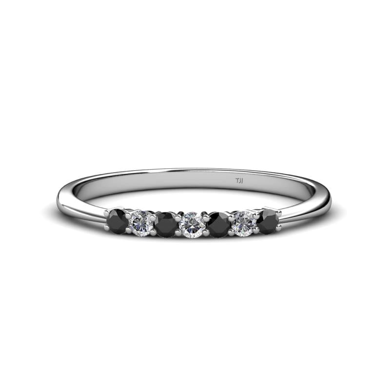 Reina 2.30 mm Black and White Lab Grown Diamond 7 Stone Wedding Band 