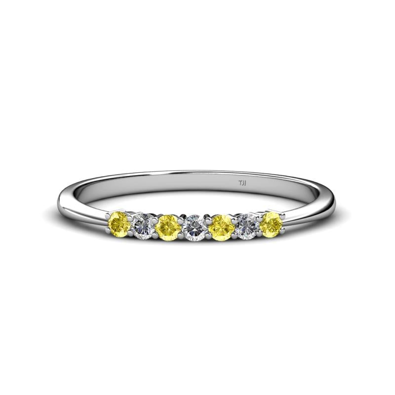 Reina 2.30 mm Yellow Sapphire and Lab Grown Diamond 7 Stone Wedding Band 