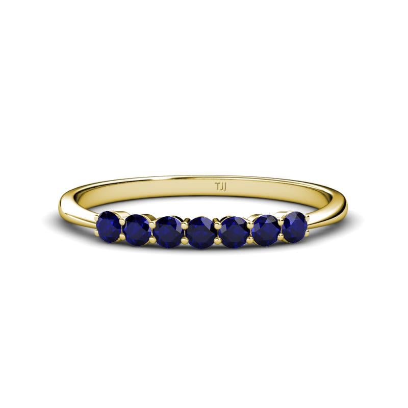 Reina 2.60 mm Blue Sapphire 7 Stone Wedding Band 