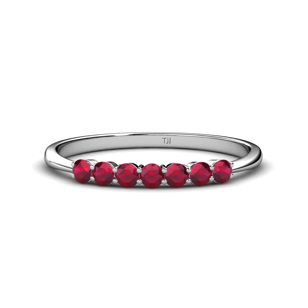 Reina 2.60 mm Ruby 7 Stone Wedding Band 