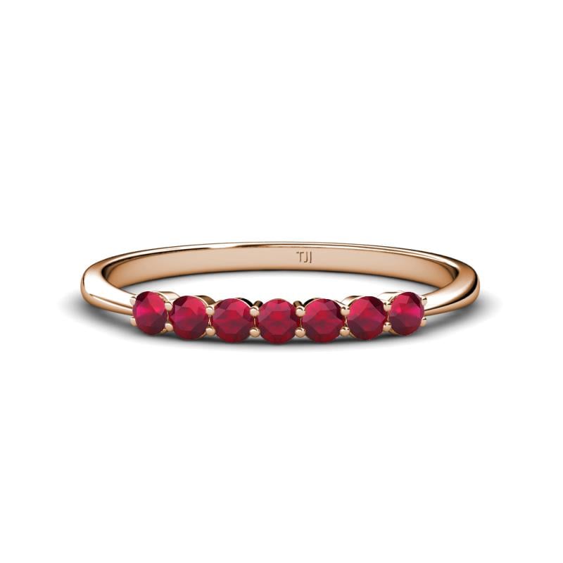 Reina 2.60 mm Ruby 7 Stone Wedding Band 