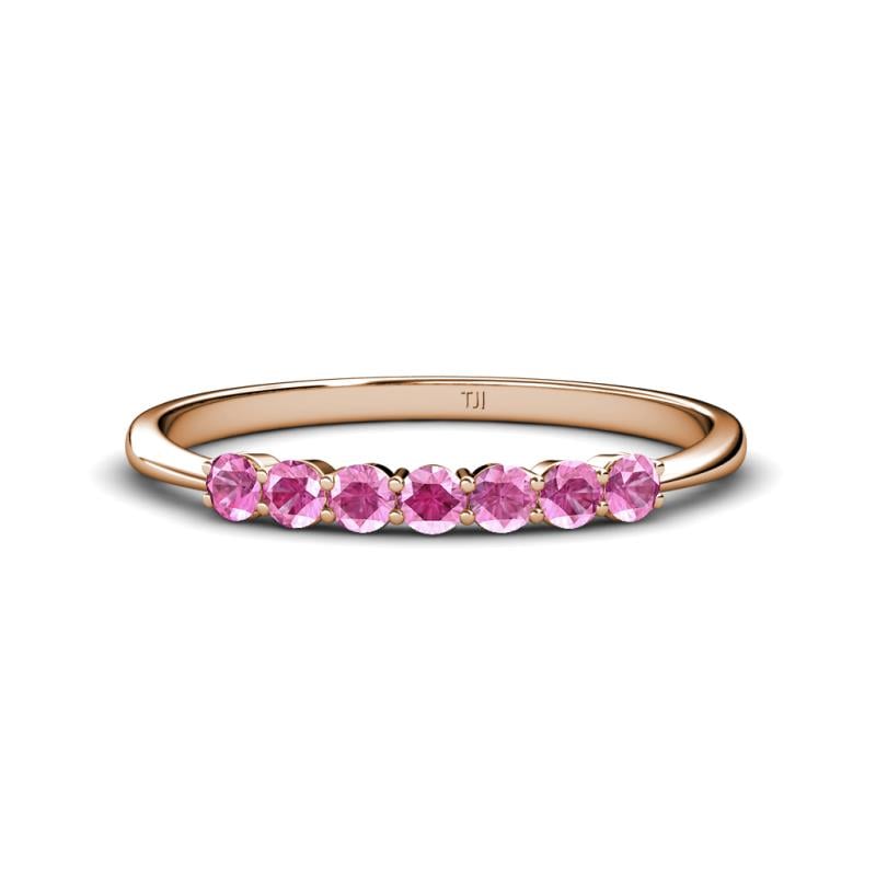 Reina 2.60 mm Pink Sapphire 7 Stone Wedding Band 
