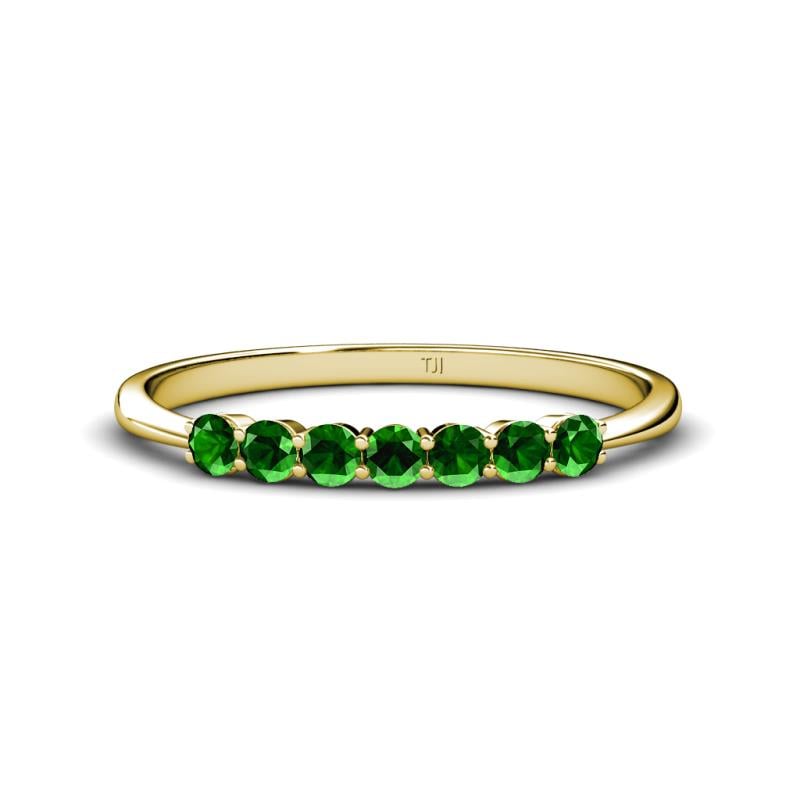Reina 2.60 mm Green Garnet 7 Stone Wedding Band 