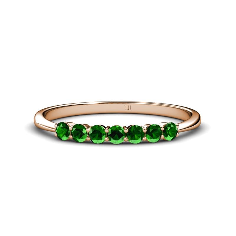 Reina 2.60 mm Green Garnet 7 Stone Wedding Band 