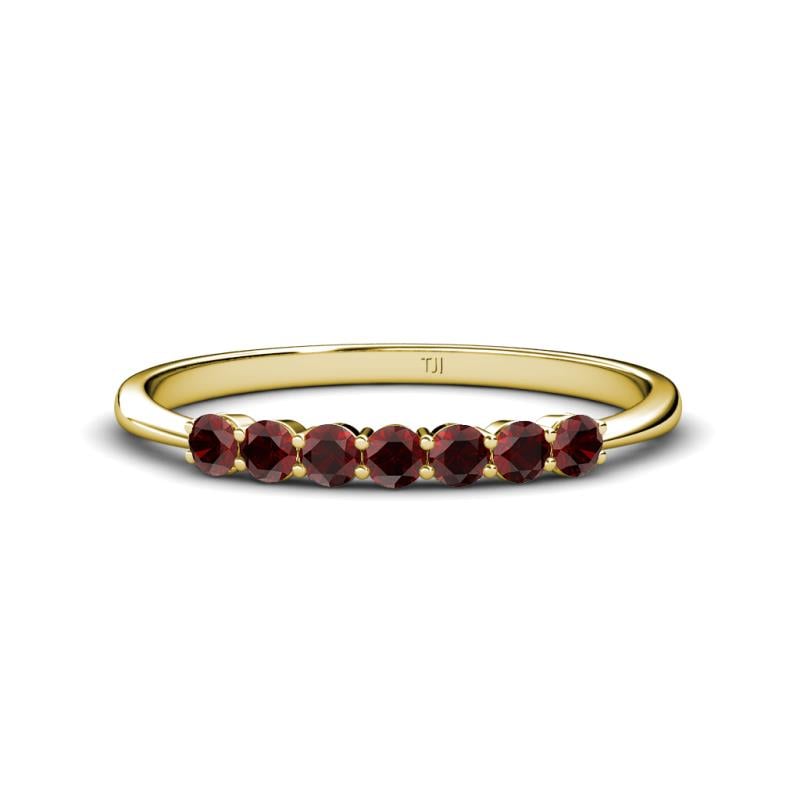 Reina 2.60 mm Red Garnet 7 Stone Wedding Band 
