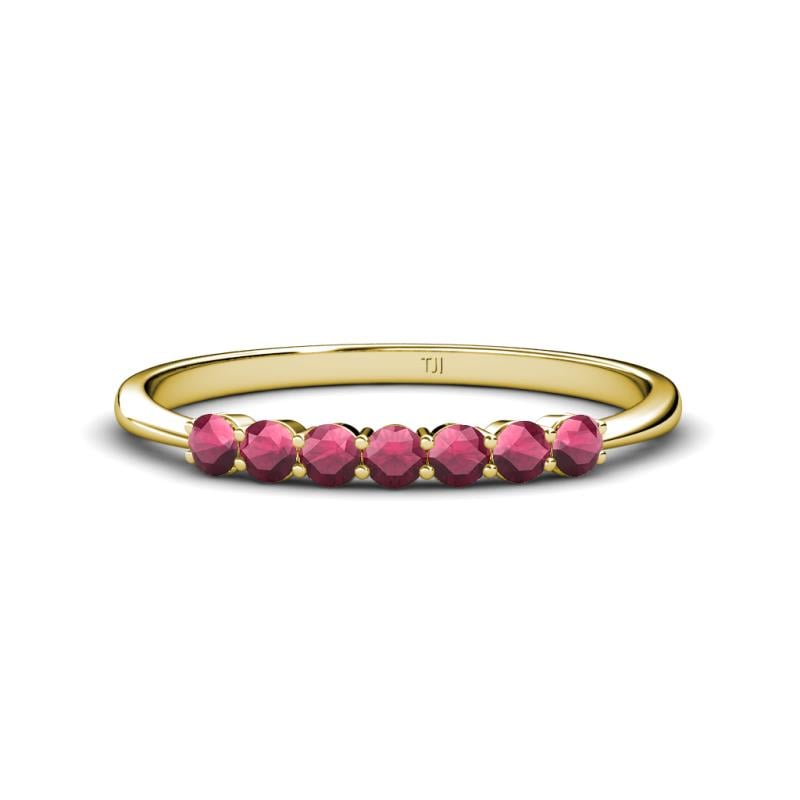 Reina 2.60 mm Rhodolite Garnet 7 Stone Wedding Band 