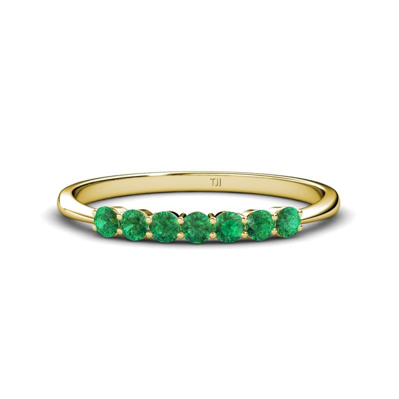 Reina 2.60 mm Emerald 7 Stone Wedding Band 