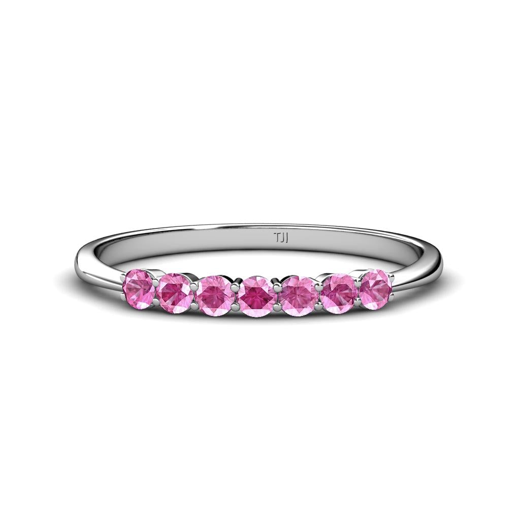 Reina 2.60 mm Pink Sapphire 7 Stone Wedding Band 