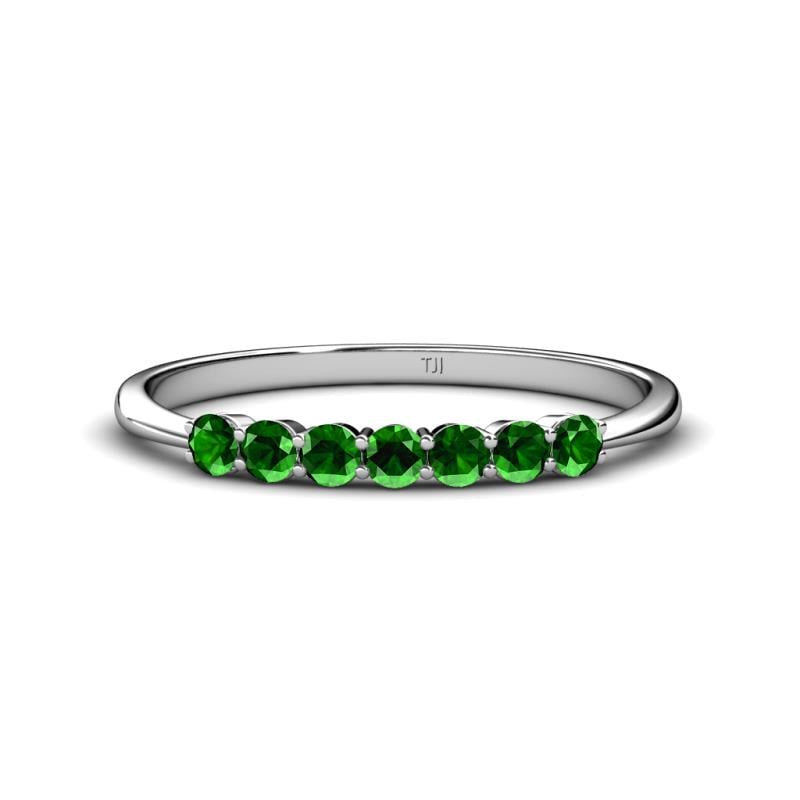 Reina 2.60 mm Green Garnet 7 Stone Wedding Band 