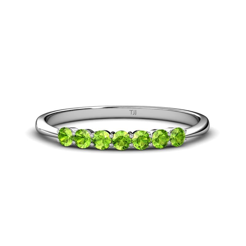 Reina 2.60 mm Peridot 7 Stone Wedding Band 