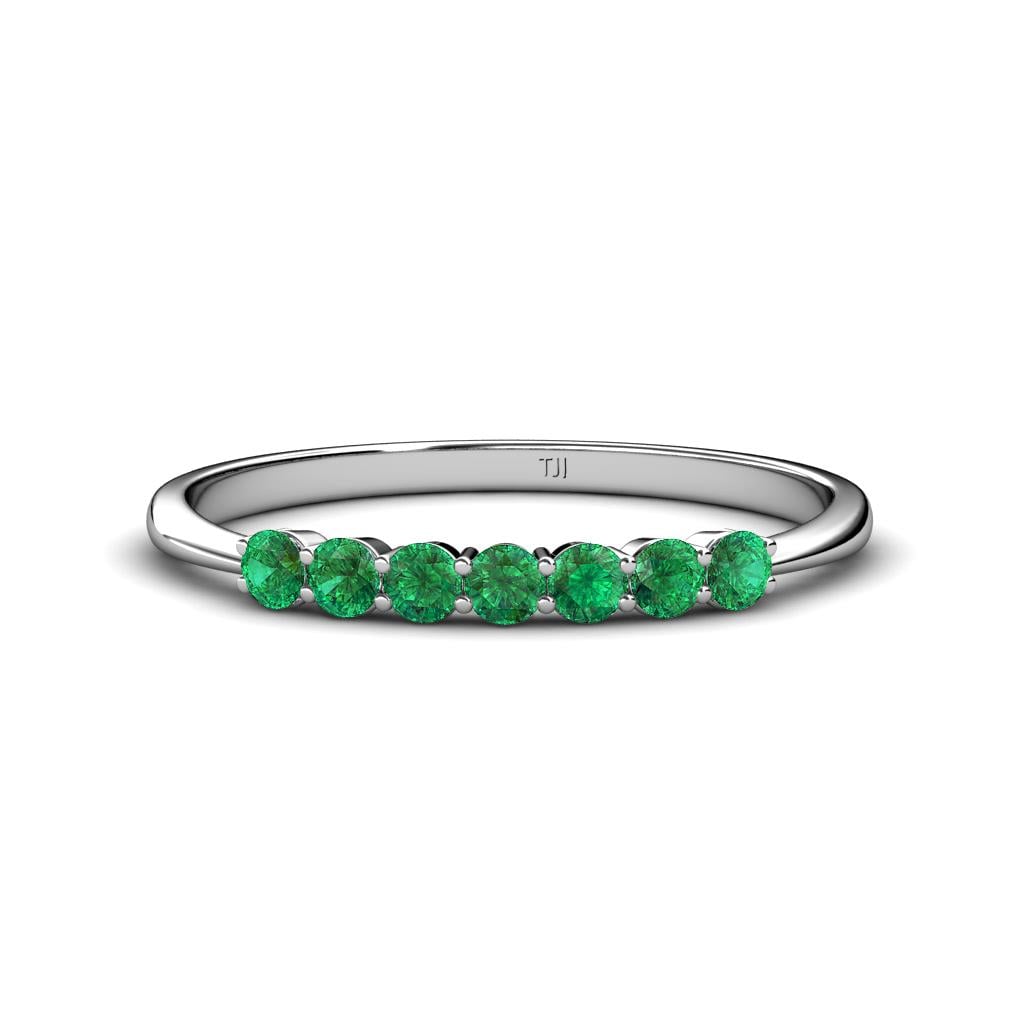 Reina 2.60 mm Emerald 7 Stone Wedding Band 