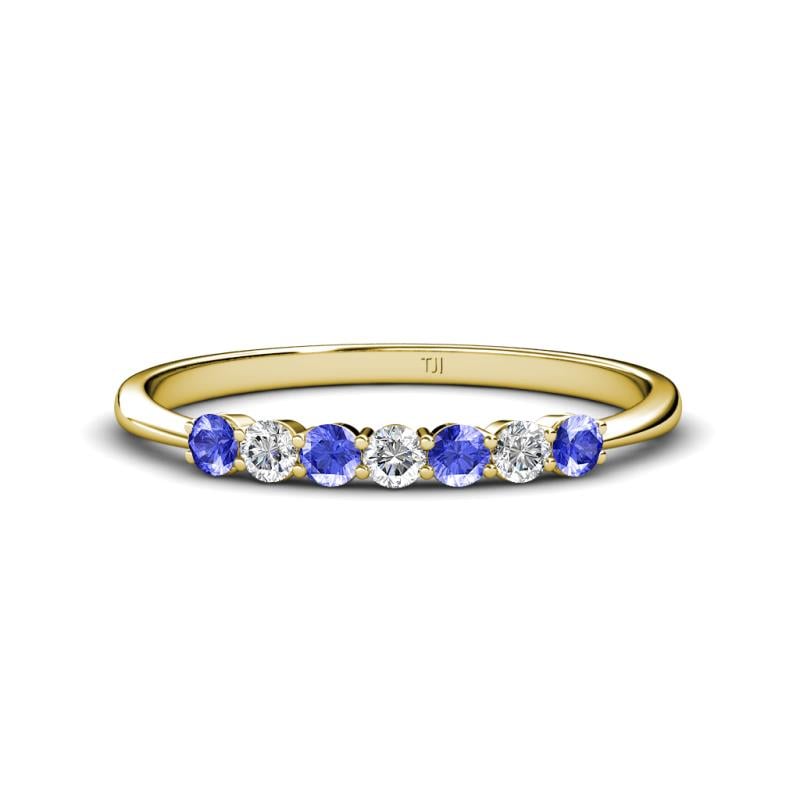 Reina 2.60 mm Tanzanite and Diamond 7 Stone Wedding Band 