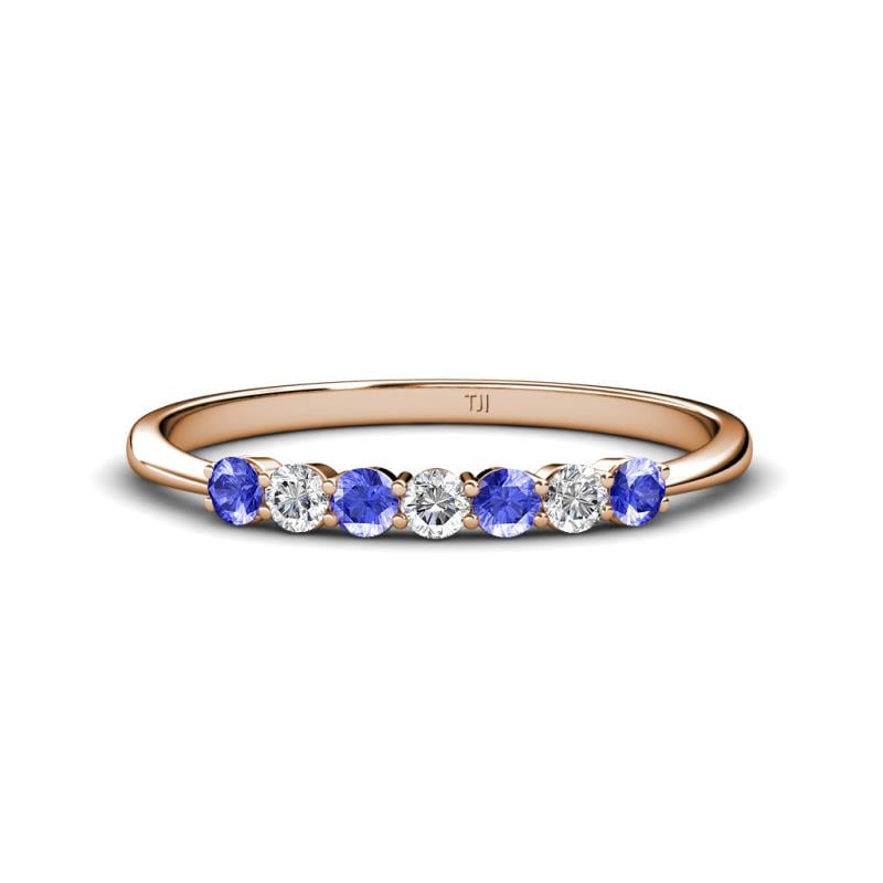 Reina 2.60 mm Tanzanite and Diamond 7 Stone Wedding Band 