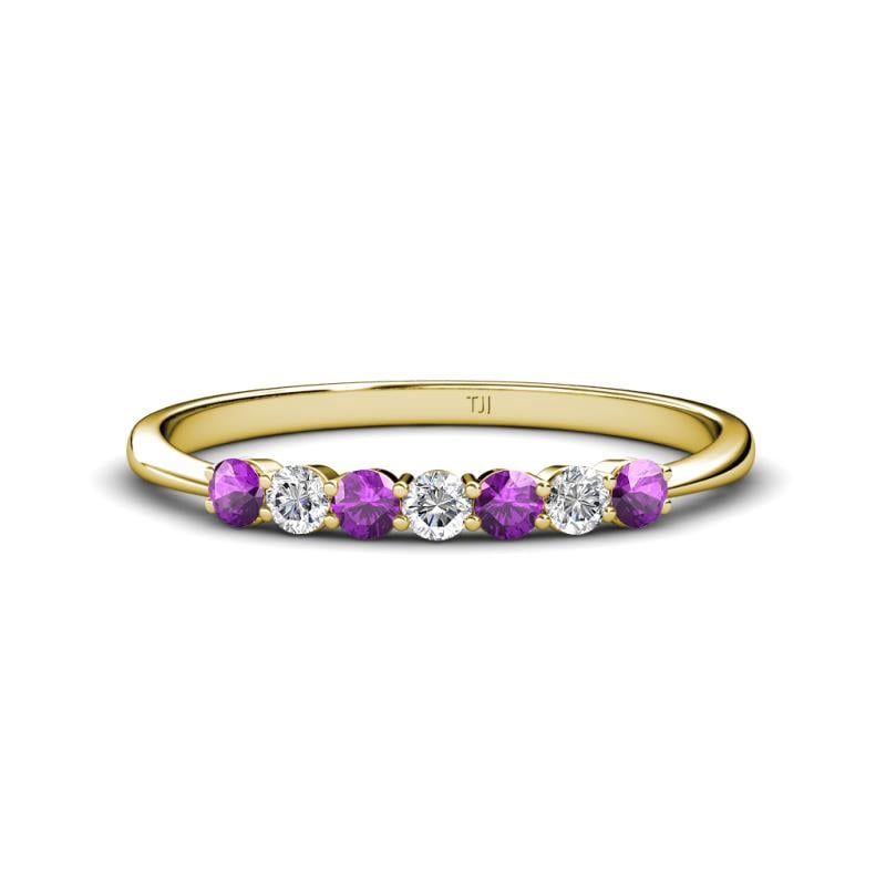 Reina 2.60 mm Amethyst and Diamond 7 Stone Wedding Band 