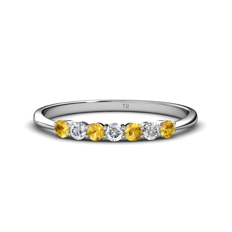 Reina 2.60 mm Citrine and Diamond 7 Stone Wedding Band 