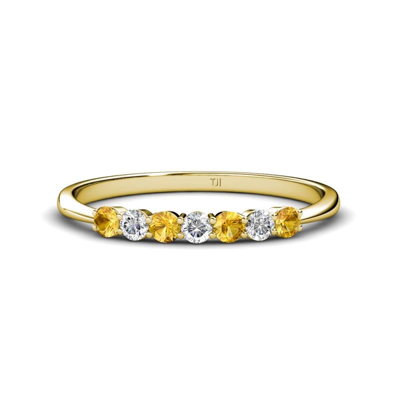 Reina 2.60 mm Citrine and Diamond 7 Stone Wedding Band 