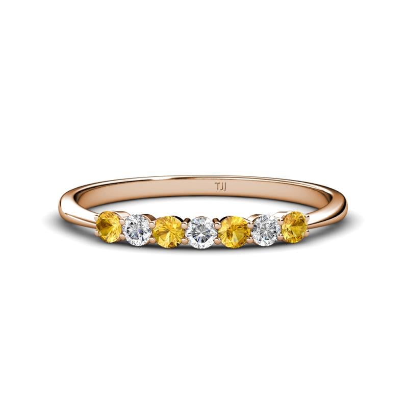 Reina 2.60 mm Citrine and Diamond 7 Stone Wedding Band 