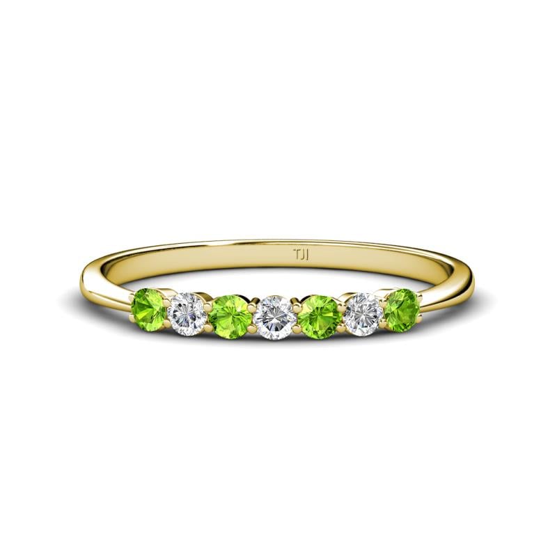Reina 2.60 mm Peridot and Diamond 7 Stone Wedding Band 