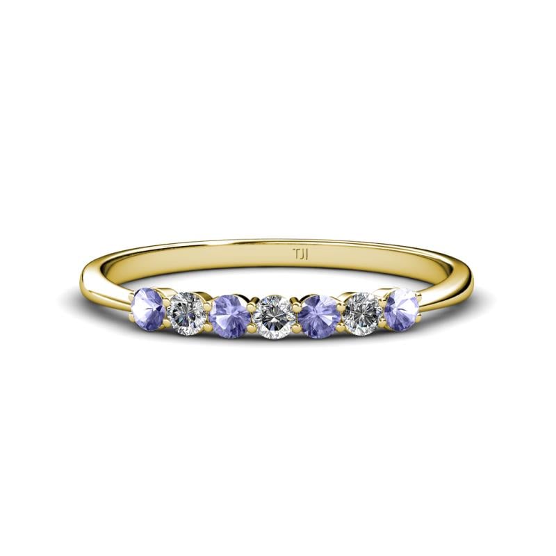 Reina 2.60 mm Tanzanite and Lab Grown Diamond 7 Stone Wedding Band 